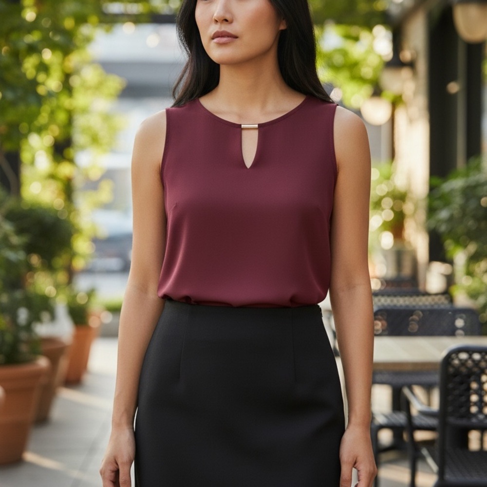Calvin Klein women’s sleeveless wine color versatile Blouse
